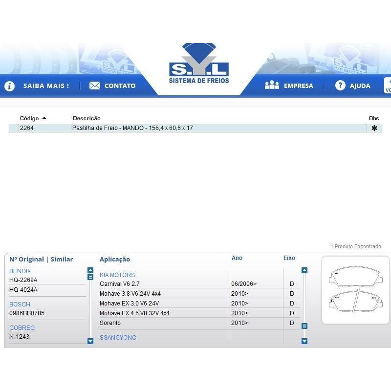 Jogo Pastilha De Freio Kia Sorento 2.4 Ano 2010 A 2015 Syl - NPX Imports