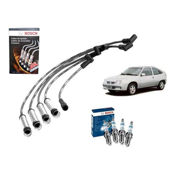 Jogo 4 Velas + Cabo Bosch Kadett 2.0 98cv Gasolina 91 A 97 - NPX Imports