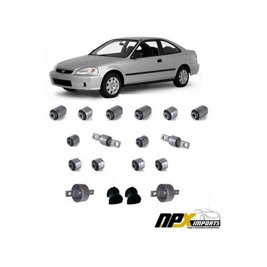 Kit 18 Buchas Suspensão Traseira Honda Civic 92 A 2000 Todos - NPX Imports