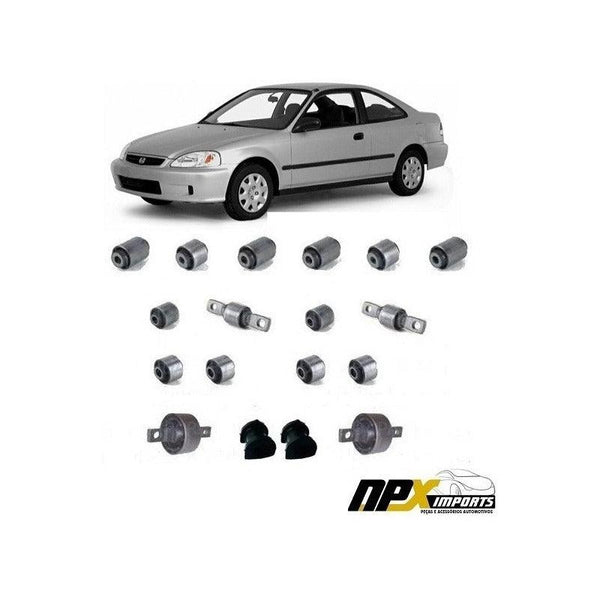 Kit 18 Buchas Suspensão Traseira Honda Civic 92 A 2000 Todos - NPX Imports