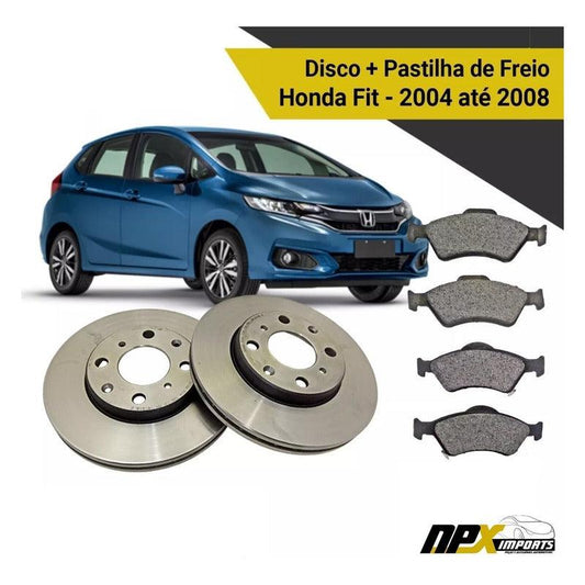 Kit Freio Disco + Pastilha Honda Fit 1.4 1.5 16v 2004 2005 2006 2007 2008 - NPX Imports