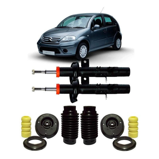 Par Amortecedor Dianteiro + Kit Citroen C3 2003 A 2012 - NPX Imports