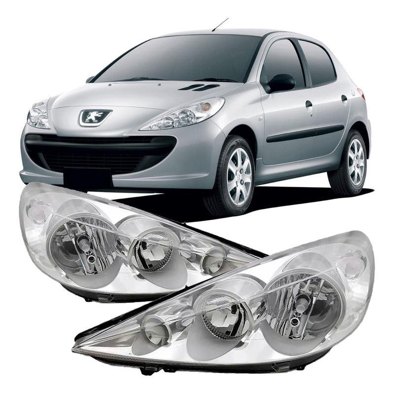 Par Farol Peugeot 207 2009 10 11 12 13 14 Foco Duplo Cromado - NPX Imports